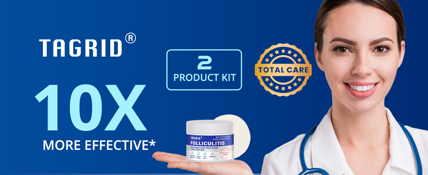 tagrid folliculitis treatment kit, cream and soap duo, 10x more effective claim, antifungal solution for ingrown hair razor bumps and irritated skin, total care system
